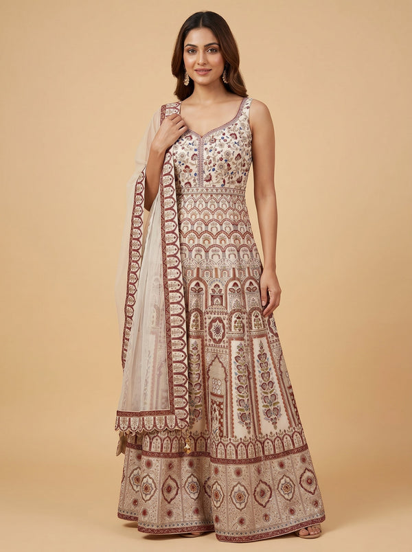 Opal Ivory Anarkali Pant Set