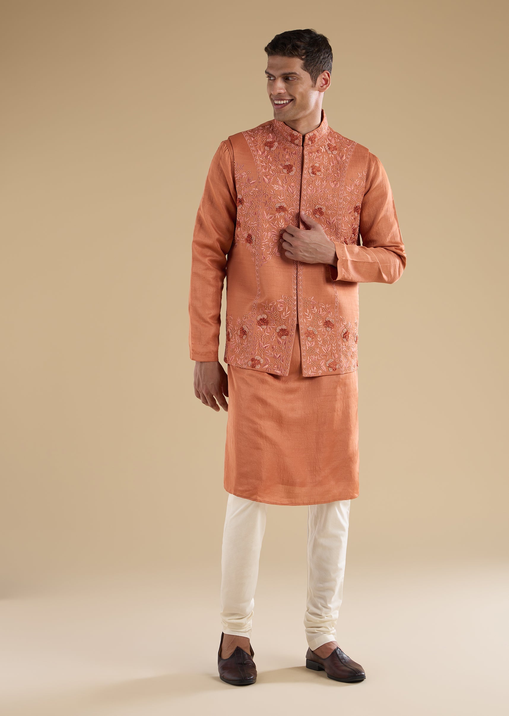 orange-embroidered-silk-kurta-jacket-set-sg329023-1 0e448930-7141-4415-8150-a56123e6b6ff