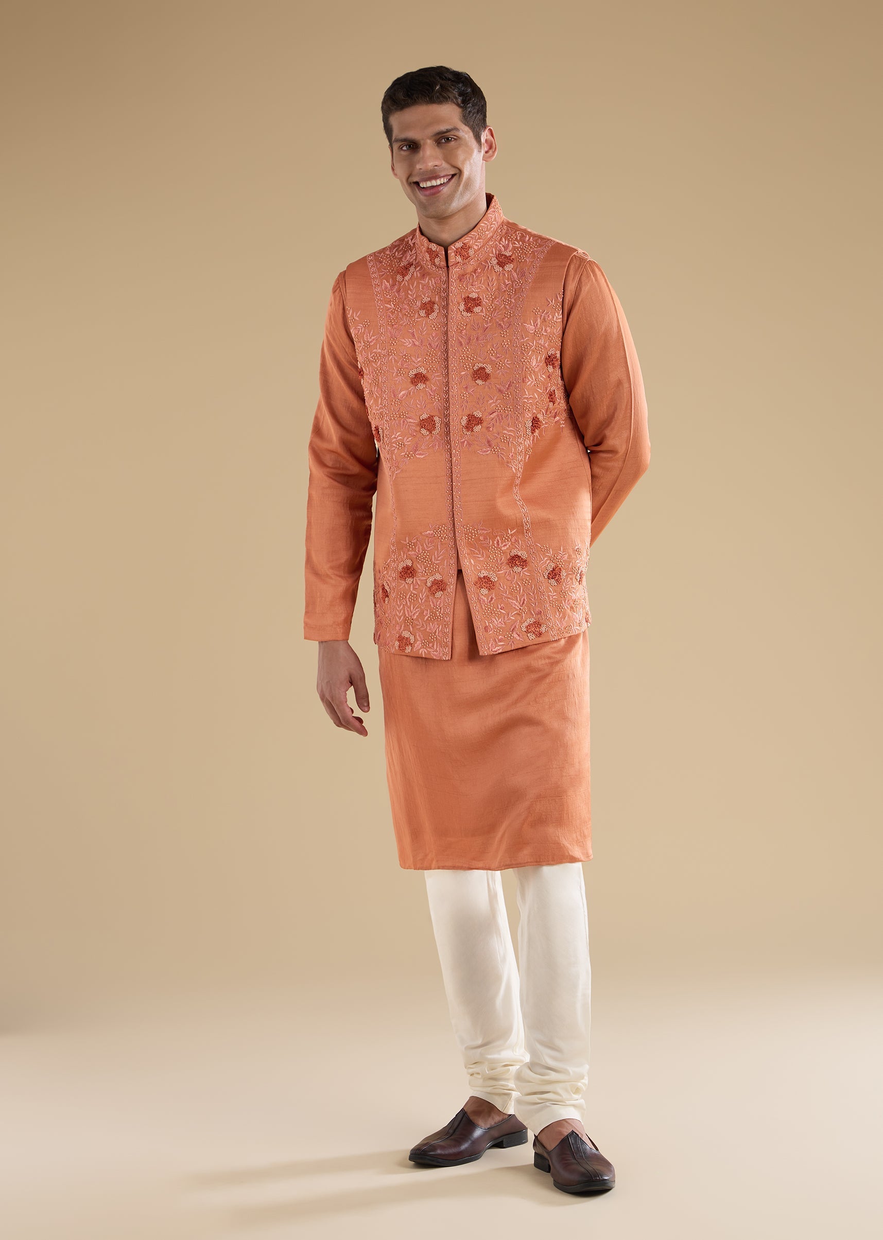 orange-embroidered-silk-kurta-jacket-set-sg329023-3 b50c7e66-995f-4ff1-ac73-a47d9a2f141f