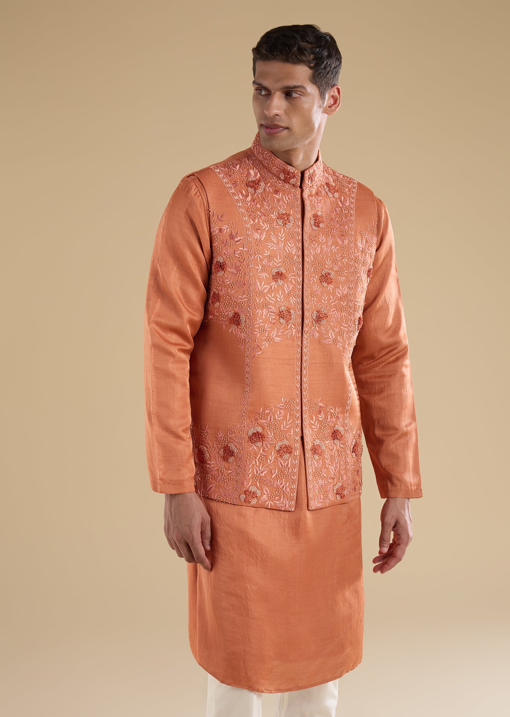 orange-embroidered-silk-kurta-jacket-set-sg329023-4 2d791ec1-6196-4310-b6b2-9a564c7884cb