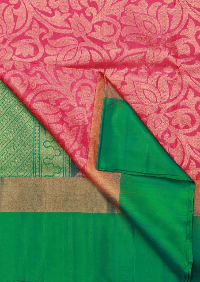Orchid pink saree in lotus motif weave only on Kalki - KALKI Fashion India