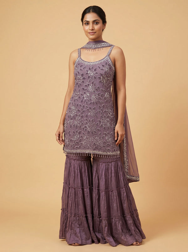 Orchid Purple Sharara Set