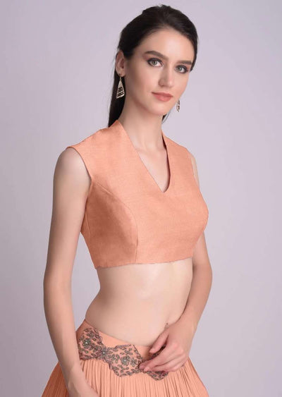 peach-blouse-in-raw-silk-with-v-neckline-online-kalki-fashion-m001509625y-sg31219 4