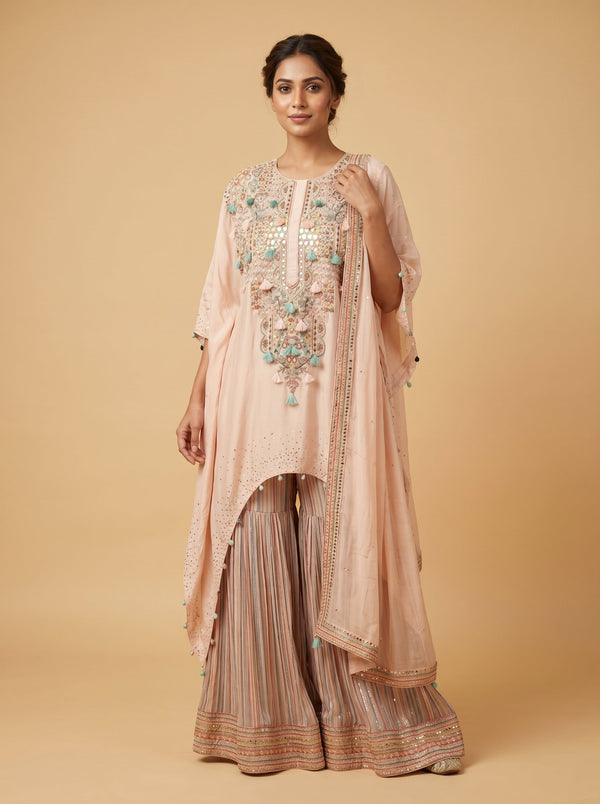 Peach Nectar Sharara Set