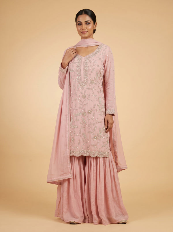Peony Pink Sharara Set