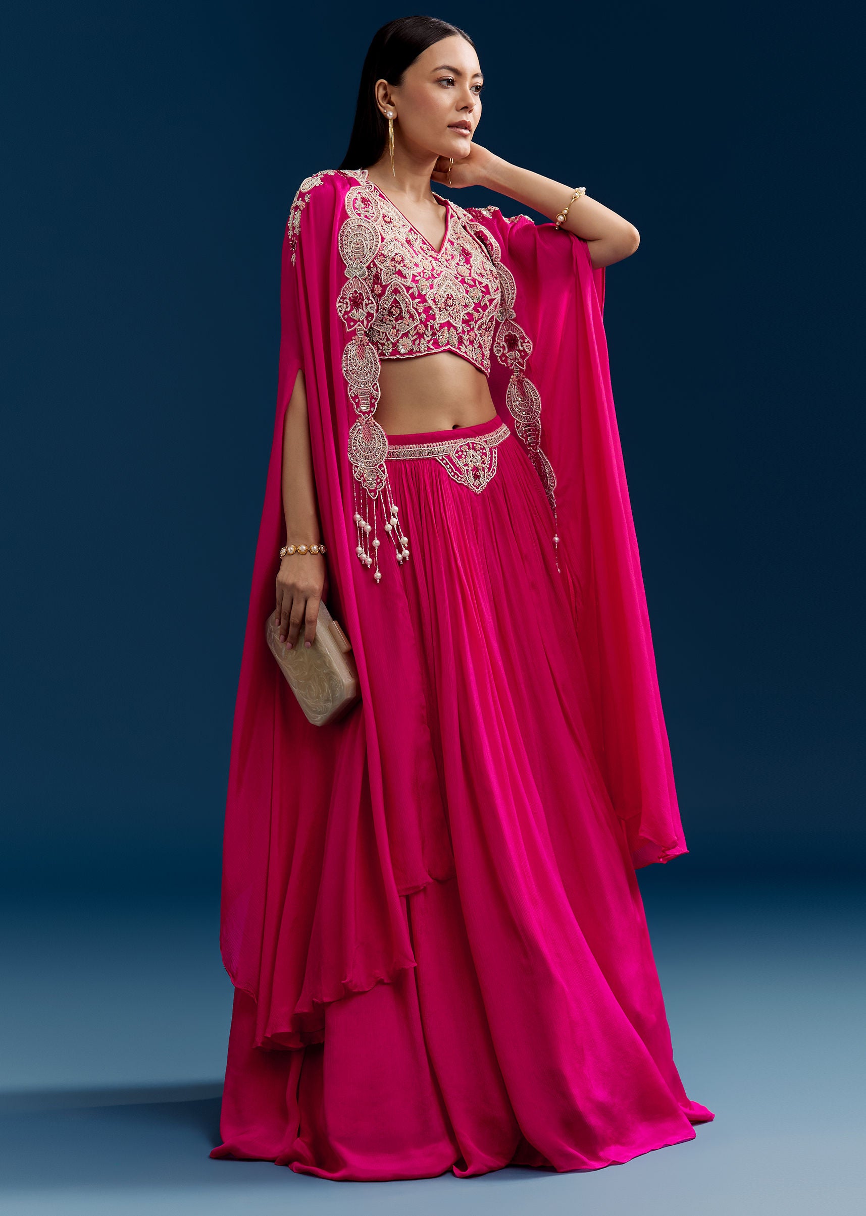 pink-chinon-crop-top-cape-set-with-embroidery-sg329696-1