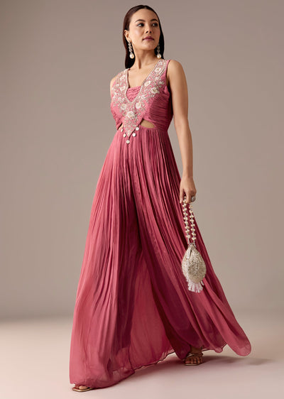 Pink Cut Out Sequin Jumpsuit