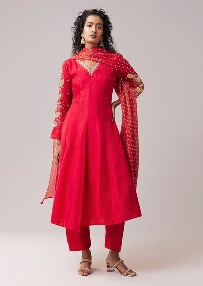 Pink Dola Silk Embellished Anarkali Set