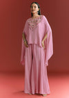 Pink Dola Silk Kaftaan Indowestern Suit With Zardosi Work