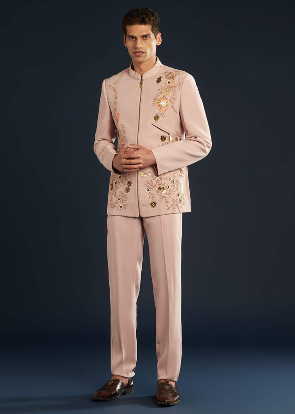 Pink Jodhpuri With Sequin Cutdana Embellishment