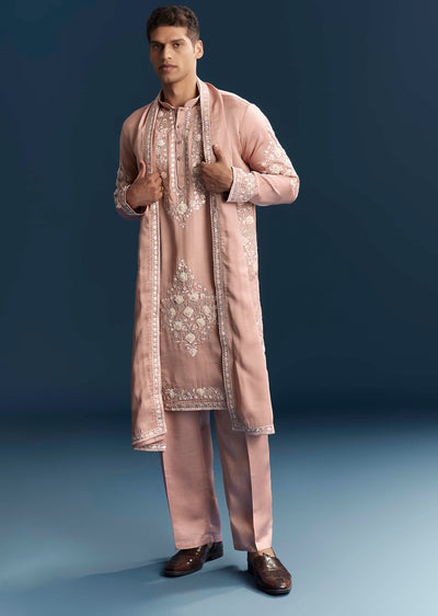 pink-silk-kurta-set-for-men-with-tonal-embroidery-sg322068-1