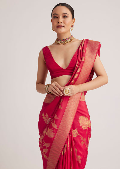 pink dola silk saree with woven floral motifs-sg275674 13