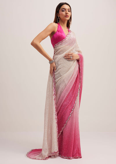 pink dual shaded sequins saree with scallop border-sg261253 15