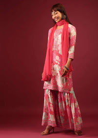 pink floral print sharara suit with flowy-sg101562 2