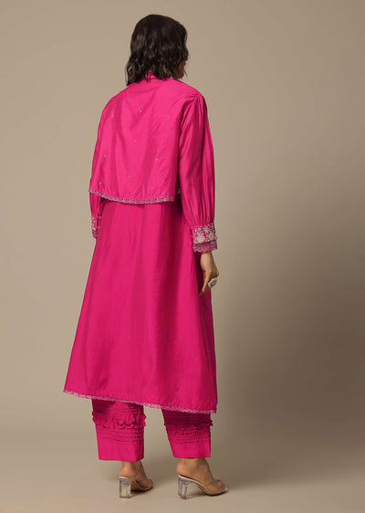 pink pant set in cotton with pearl work-sg196497 1