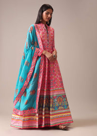 pink patola printed anarkali suit set-sg177177 1