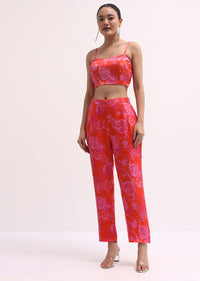 pink printed chinon pant set with jacket-sg229668 1