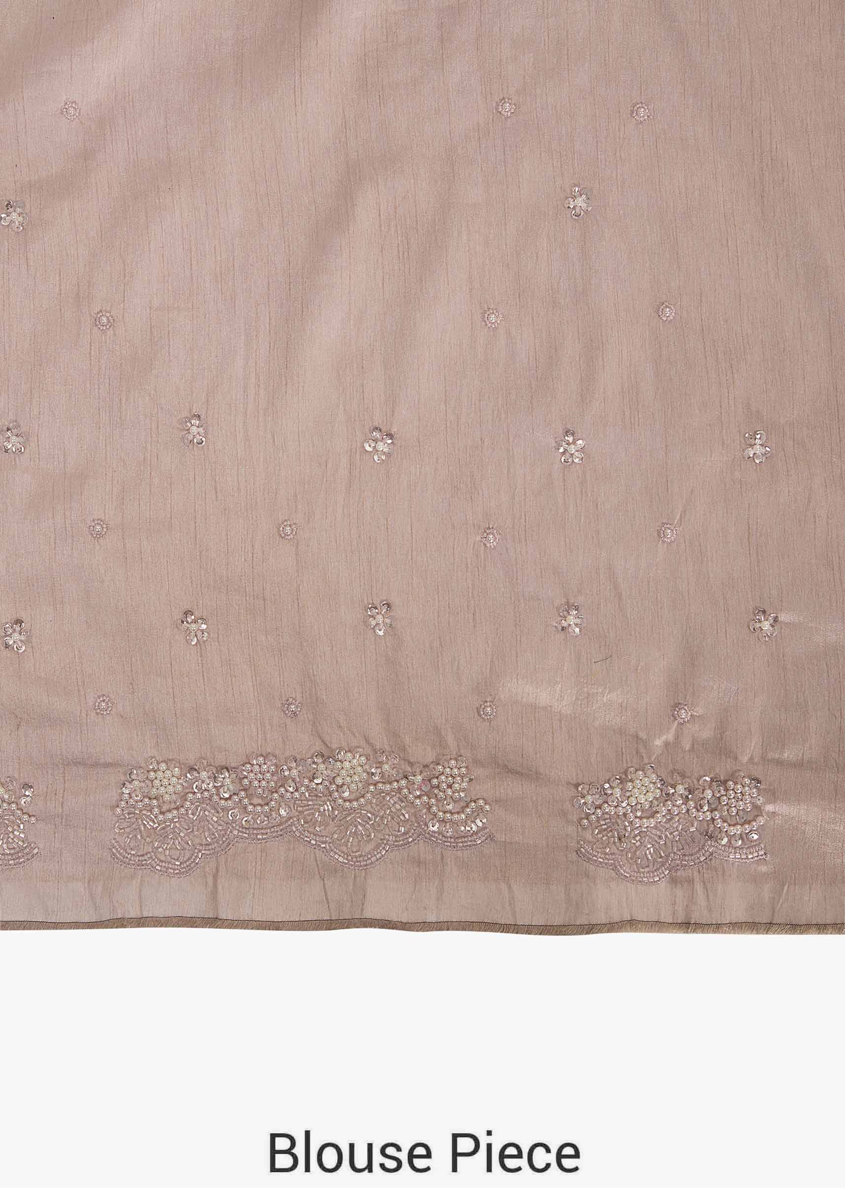 Pink saree in embroidered net encrusted in floral motifs with resham and moti work only on Kalki - KALKI Fashion India