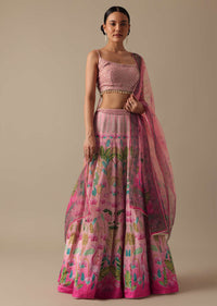 pink satin printed lehenga set-sg181559 1