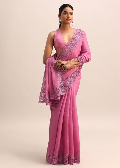 pink tussar silk saree with thread and cutwork on border pal-sg214687 8 ed92bb39-dcd9-4ac9-8cbe-4556174ddd4a