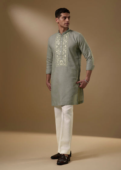 Pista Green Linen Kurta