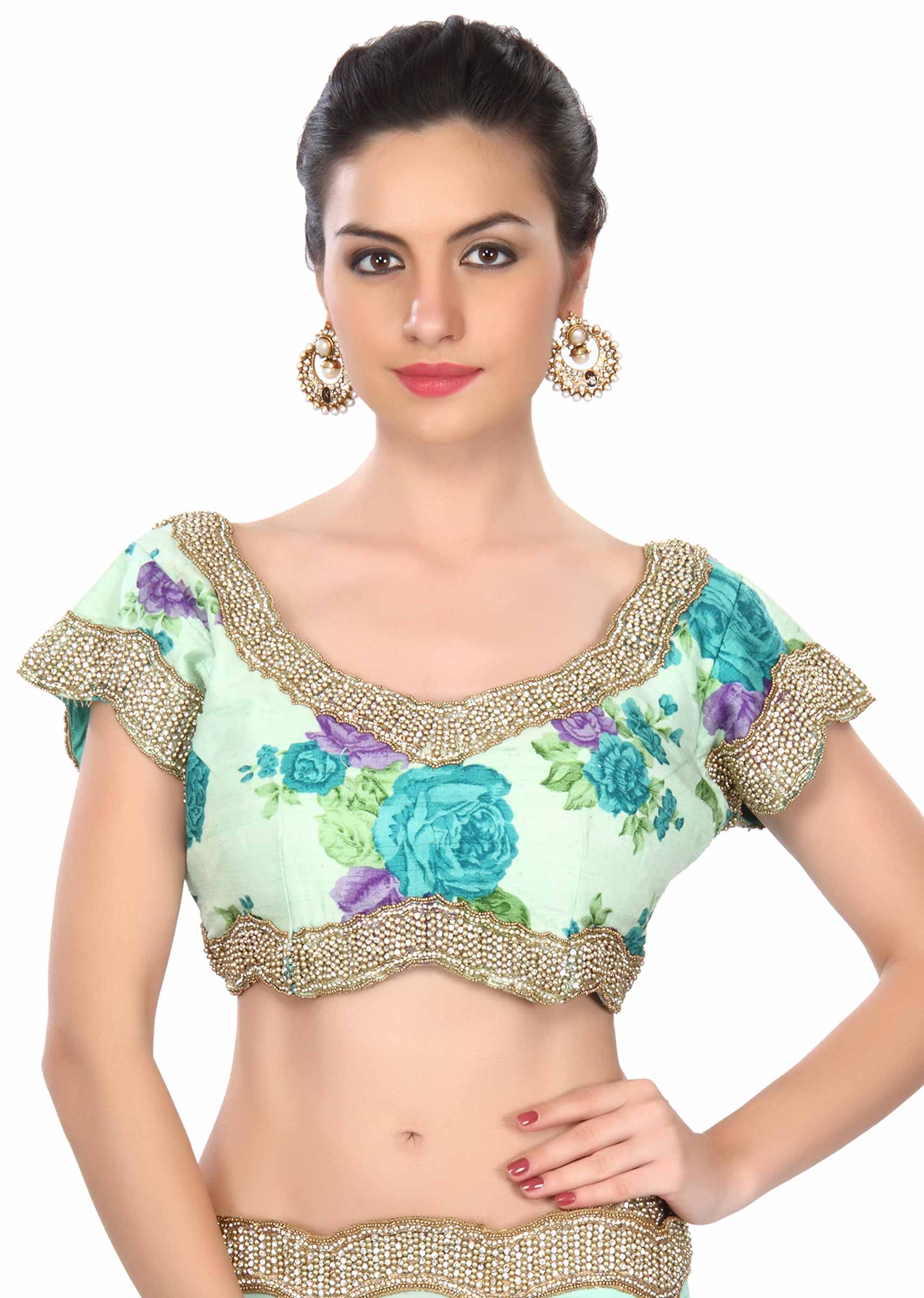 Moonlight jade green saree enahcned in kundan embroidered border only on Kalki - KALKI Fashion India