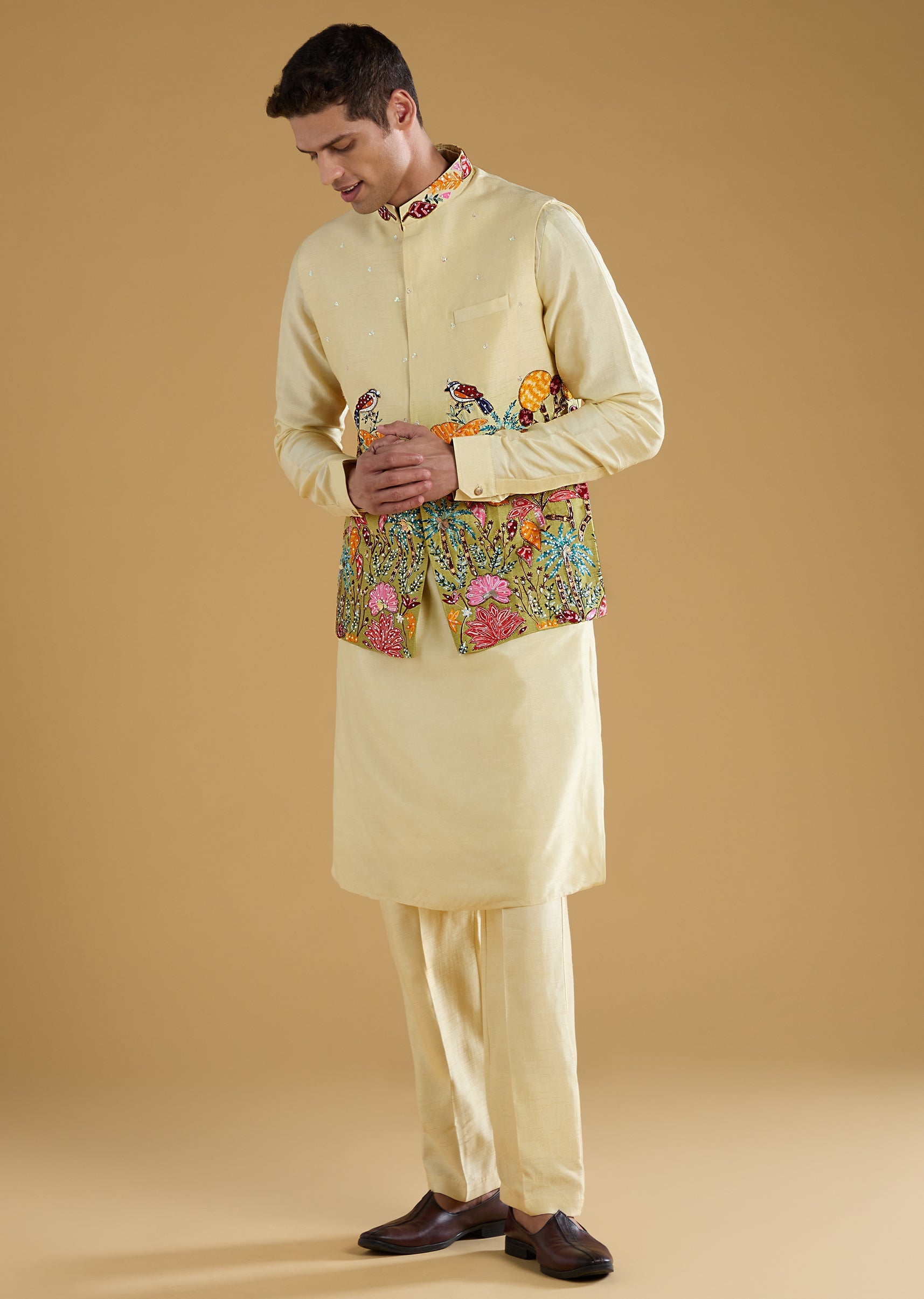 pista-green-thread-embroidered-jacket-and-kurta-set-sg366487-3 84341b8b-7c49-4001-83c0-8e013daa32ee