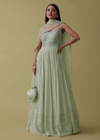 pista green georgette anarkali set with mirror-sg142295 4