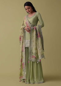 pista green silk sharara suit set adorned in gota-sg153647 2