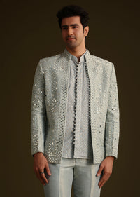 powder blue silk mirror work indo jacket set-sg251183 5 324f925b-0b8b-411b-b9fe-6a0404e85392