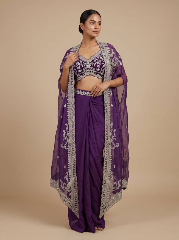 Purple Core Dhoti Set