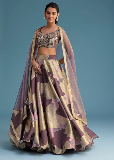purple lurex glitter lehenga set-sg296808 8