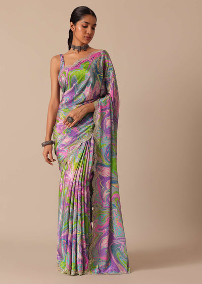 purple printed saree with mirror work-sg182628 9