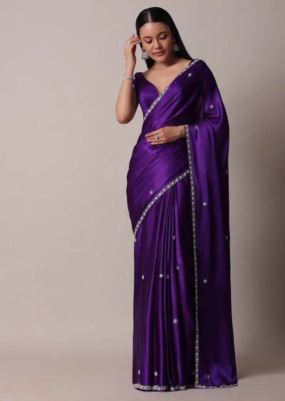 purple satin chinon saree with stone embellishments and unstitched-sg203768 8