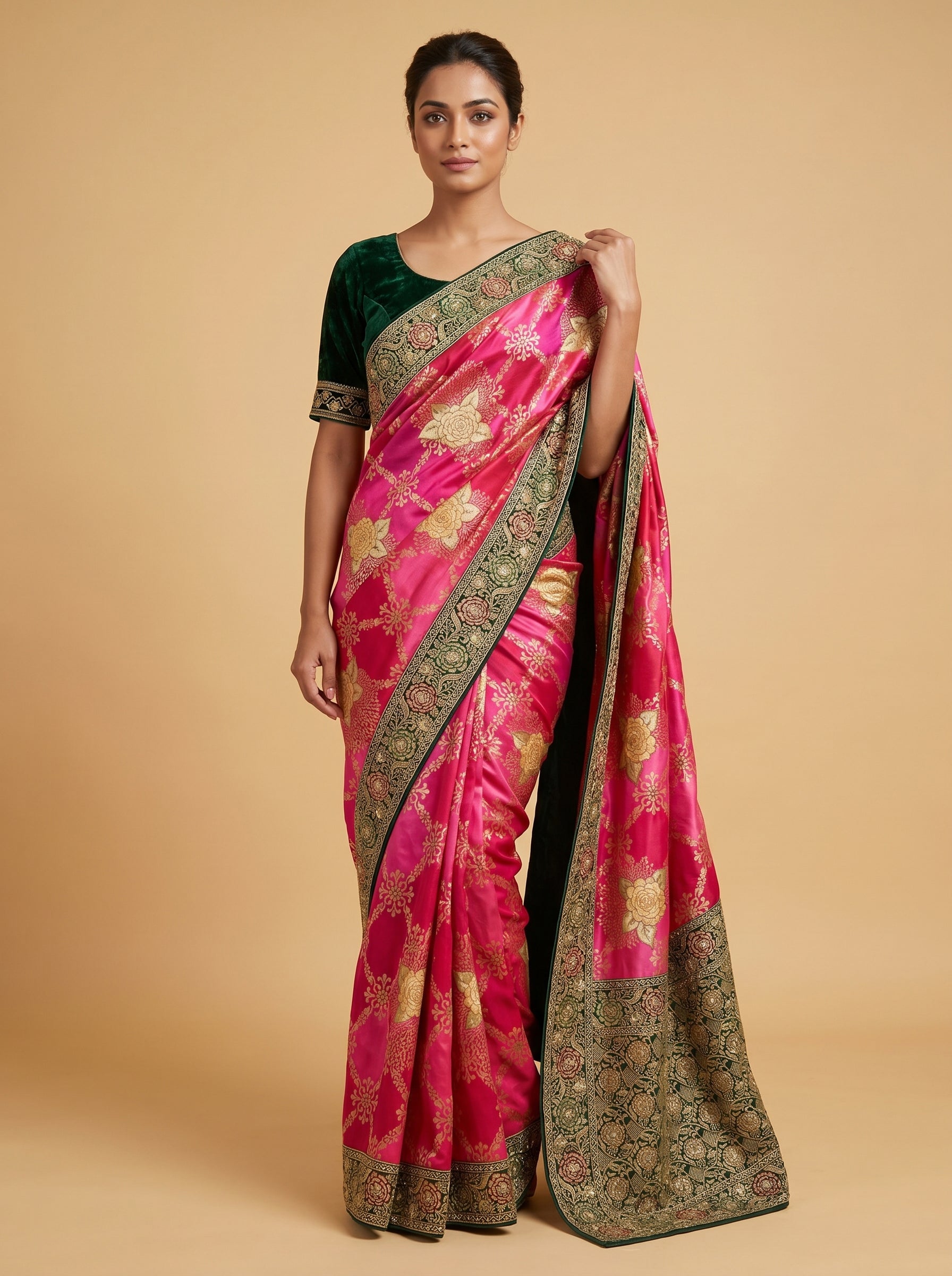Bright Rani Pink Buy Rani Pink Bright Tone Embroidered Saree | KALKI Fashion India