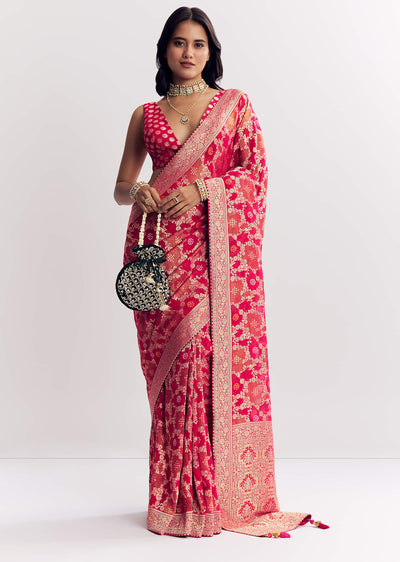 rani-pink-georgette-saree-with-zari-jaal-work-sg312400-2