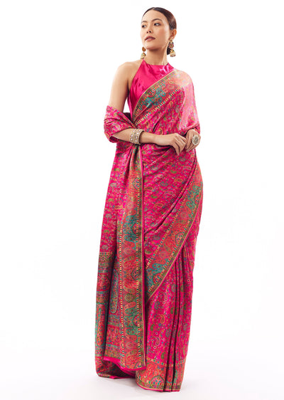rani-pink-satin-woven-saree-with-multicolor-woven-motifs-sg350703-1 f3cda24f-a0ab-47d6-8d54-8f8efbac7e0b