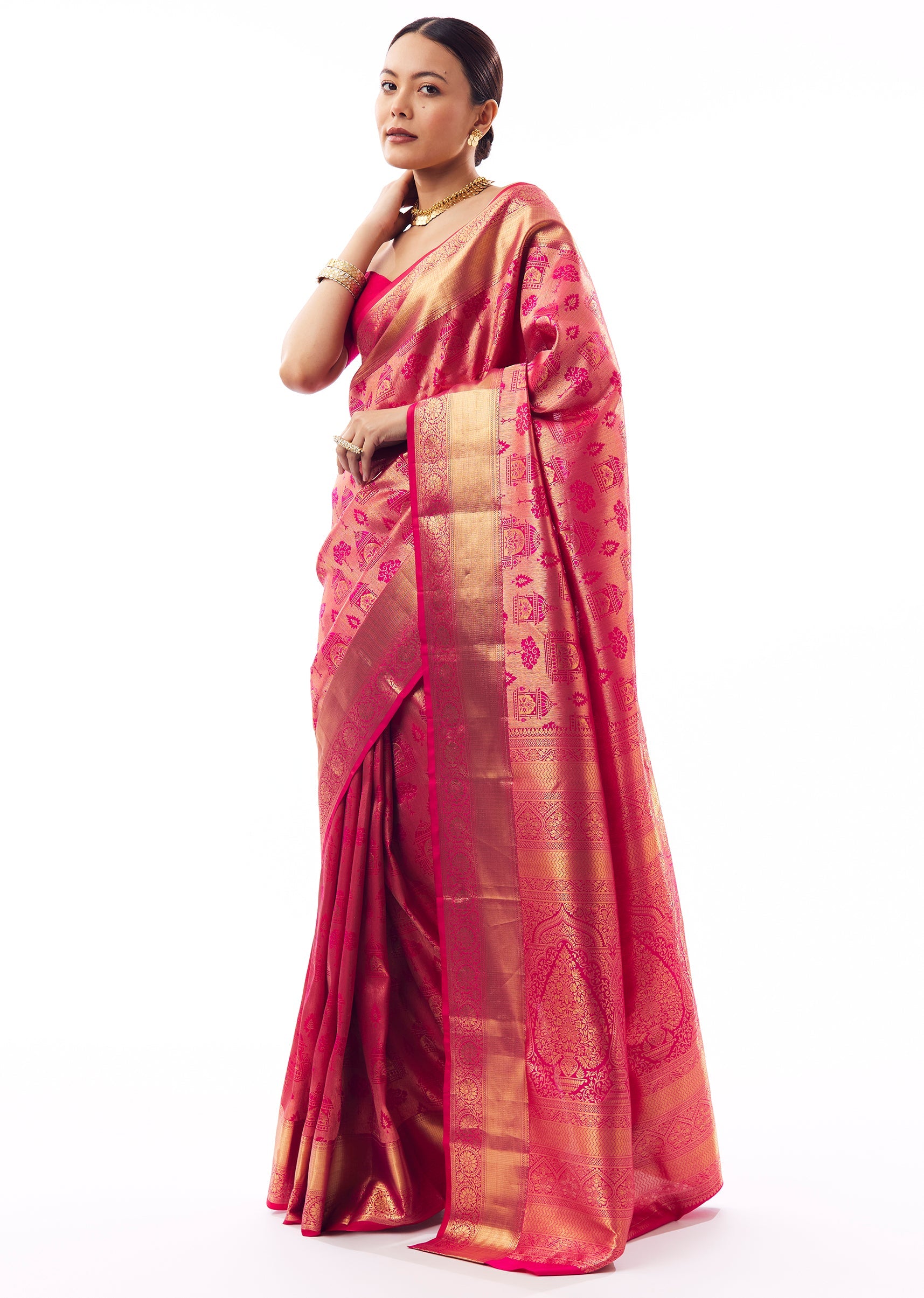 rani-pink-silk-woven-saree-with-golden-zari-temple-motifs-sg336359-3 7dcce217-6de0-48f0-98c2-ed4bfe26602f