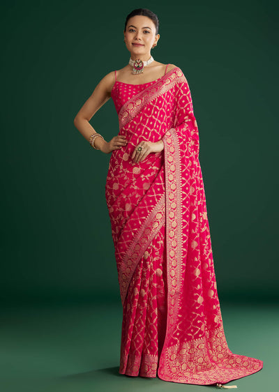rani-pink-woven-saree-with-jaal-work-and-floral-border-sg311895-3