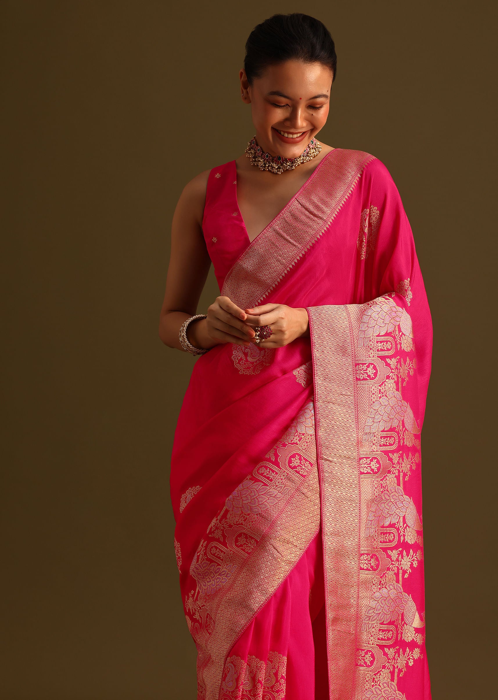 rani pink dola silk saree with fancy zari border-sg255993 10