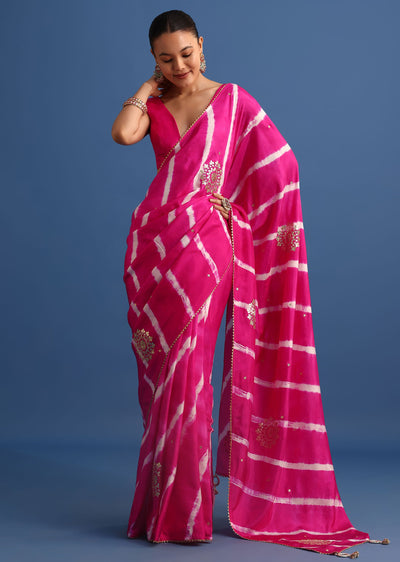 rani pink hand dyed lehriya silk saree with-sg255139 1 6f11fc15-f492-4981-b343-39a8b7917938