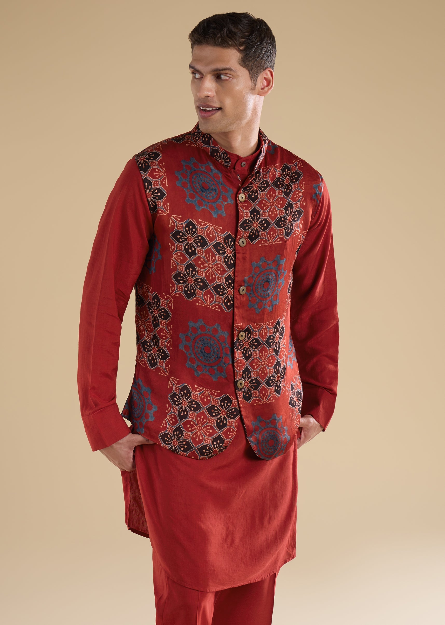 red-ajrakh-printed-kurta-jacket-set-sg349277-4 6acce618-a630-46a3-b3bd-fbcf7911f28d