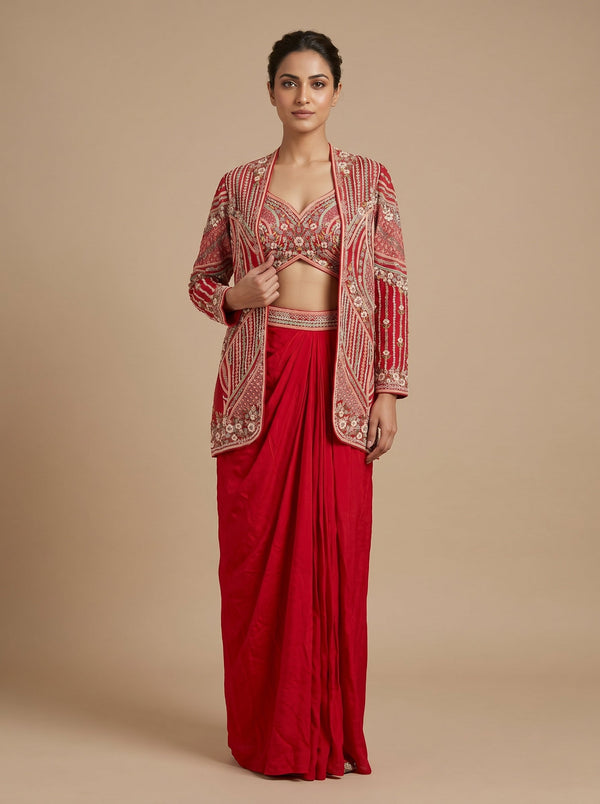 Red Blaze Dhoti Set