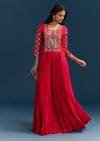 Red Dola Silk Anarkali Suit With Beads Gotta And Cut Dana Work