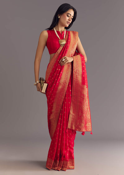 red-dola-silk-butti-work-saree-with-zari-border-sg286336-1