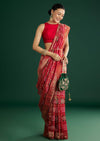 Red Dola Silk Saree With Woven Patola