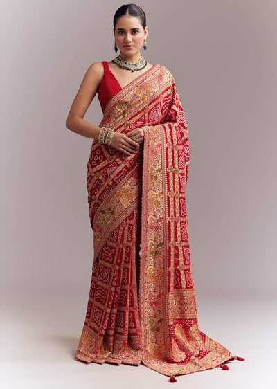 red-dola-silk-woven-saree-with-bandhani-and-floral-work-sg355040-1