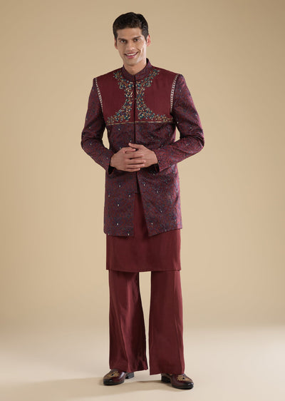 red-embellished-indo-western-set-with-kurta-and-pants-sg328575-1 4269b833-e9ee-440c-ac14-b3483b651a20