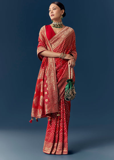 red-khaddi-georgette-saree-with-floral-weave-and-bandhani-finish-sg351921-1 dec5b320-9737-41a6-8482-f82da60e2d38