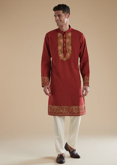 red-kurta-set-with-resham-thread-work-sg367362-1 9528eba0-ec67-408d-919c-be2537973496